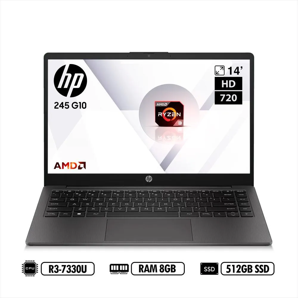 hp-245-g10-14-hd-amd-r3-7330u-ram-8gb-ddr4-512gb-ssd-black frontal