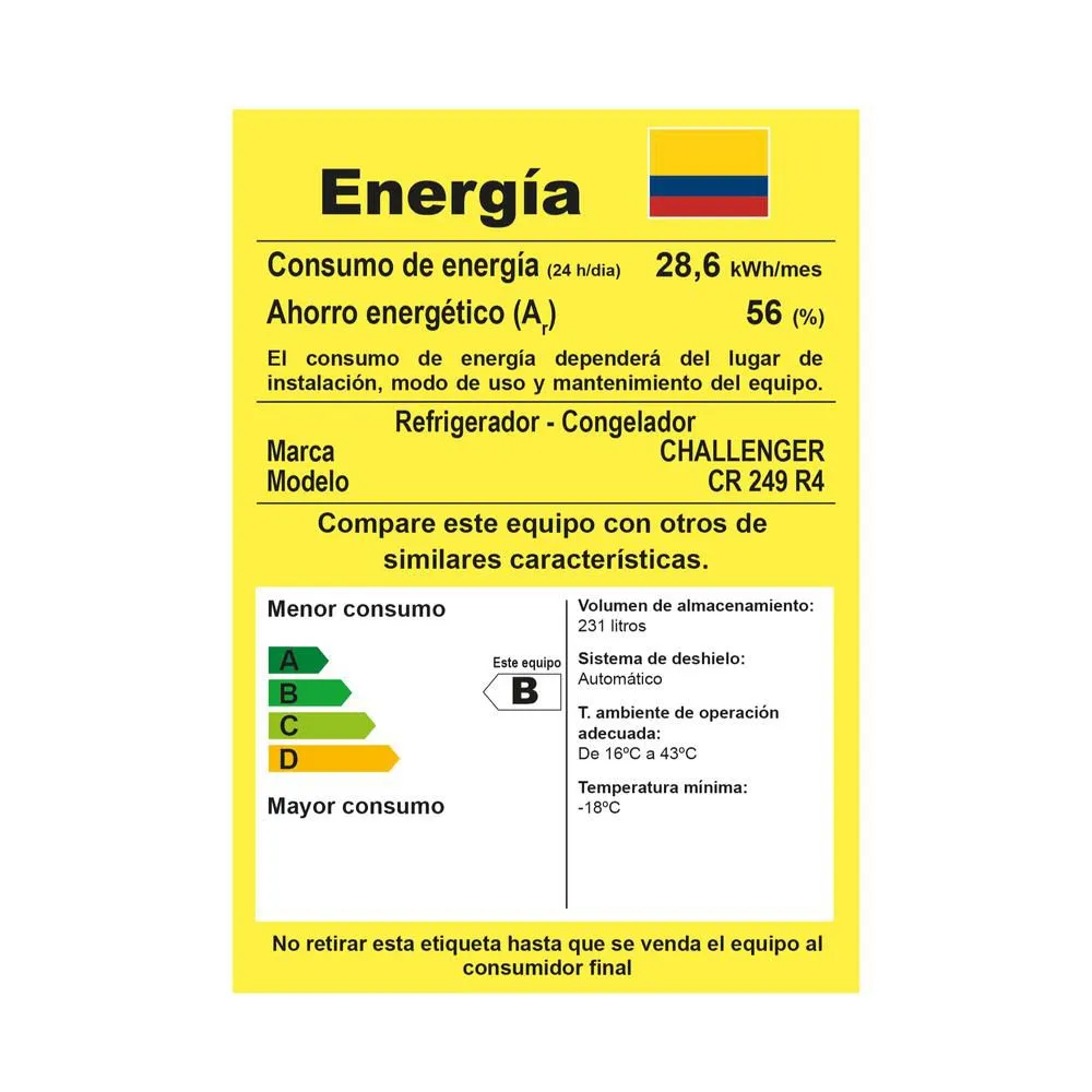 nevera challenger lumina cr249 imagen interna 1